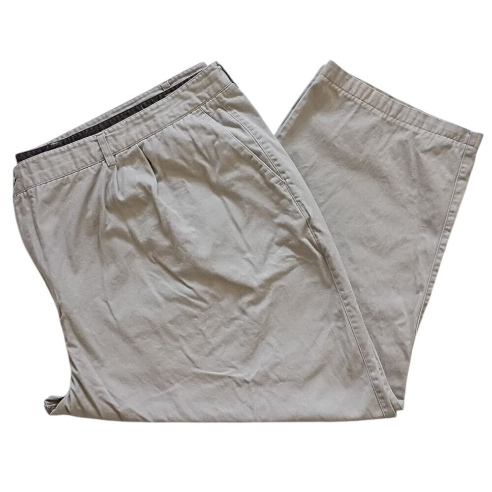 AKA Classic Big & Tall Men's Pleated Khaki Dress Pants Size 58x32 Comfort Fit